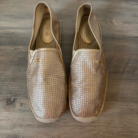Michael Kors Gold Glitter Espadrilles Flats Size 8.5 - Picture 4 of 14
